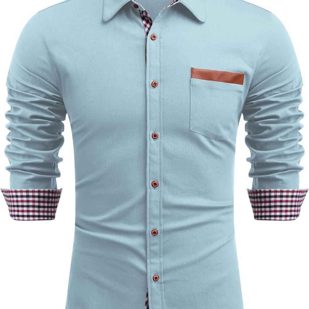 New Medium COOFANDY Men's Button Down Shirt Long Sleeve Casual with Pocket